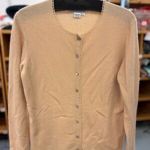 Saks Fifth Avenue Peach 100% Cashmere Cardigan